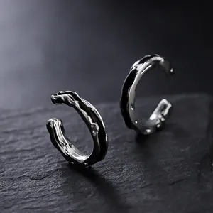 Minimalist Irregular Liquid Metal Ear Cuffs For Women Men Copper Electroplated Hip Hop Dark Shadow Style Jewelry Gift