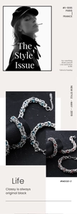 Détail d'un bracelet à maillons vagues serti de saphirs bleus et rouges pour hommes et femmes