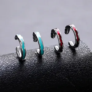 Minimalist Titanium Steel Irregular Lava Texture Ear Cuff Silver Plated Enamel Non Pierced Clip On Earrings For Men Women