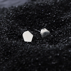 Geometric pentagon stud earrings for men and women with silver mirror polished finish