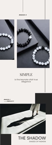 Détail du bracelet en perles œil de chat monochromes avec séparateurs métalliques