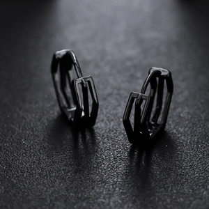 Boucles d'oreilles noires géométriques minimalistes de style hip-hop pour hommes et femmes