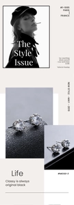 Macro view of vintage crown-set zircon studs featuring detailed floral engraving