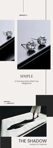 Detailed close-up of zircon stud earrings featuring intricate hollow metal engravings
