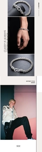 Dettaglio del bracciale a catena intrecciata in argento vintage con chiusura a gancio a S