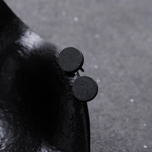 Minimalist matte black stainless steel round stud earrings for men and women