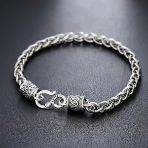 Bracciale a Catena Intrecciata in Acciaio Inossidabile Retrò per Uomo Donna Minimalista Bracciale Cuban Keel Con Gancio a S