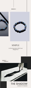 Detailed view of Evil Eye beaded bracelet featuring glossy black beads and ethnic charms