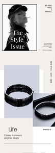 Detaillierte Nahaufnahme eines schwarzen minimalistischen Armbands mit Hochglanz-Finish