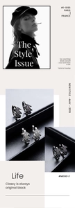 Détail macro de boucles d'oreilles éclair avec zircon violet et cristaux pavés