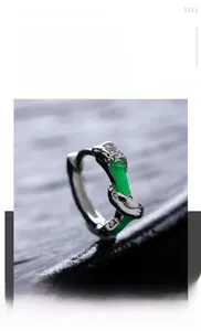 Macro detail of titanium steel hoop earring with green enamel wavy pattern