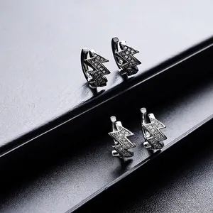 Manchette d'Oreille Éclair Avec Zirconium Tige en Argent Sterling 925 Pour Hommes Femmes Bijoux Sans Perçage Boucles d'Oreilles