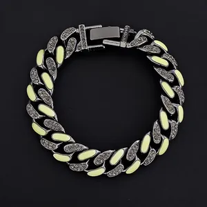 Hip Hop Gunmetal Grau Panzerkette Armband Für Herren Damen Strass Eingelegt Kontrastfarbe Emaille Streetwear Mode Schmuck
