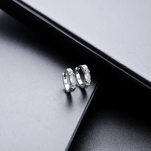 Minimalist marquise-cut zircon hoop earrings in 925 silver finish for men and women