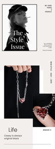 Détail de la chaîne à maillons avec pendentif cœur rouge au design métal liquide poli