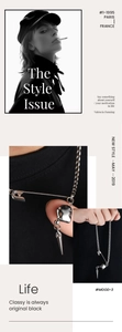 Détail du pendentif trombone et rivet argenté sur un collier hip-hop au design minimaliste