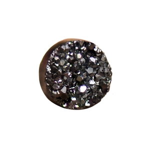 Charcoal black druzy crystal magnetic stud earring with a shimmering natural texture