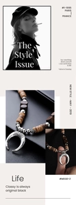 Vue détaillée du collier ethnique perlé avec pendentif lune vintage et perles de bois