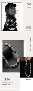 Détail de perles grises artisanales et perles de cristal avec des anneaux d'espacement
