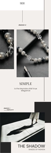 Détail du collier en perles d'acier titane avec perles dégradées et cristaux