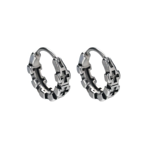 Boucles d'oreilles créoles croix creuse en acier inoxydable argenté pour hommes et femmes