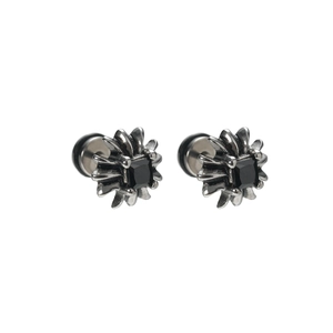 Orecchini punk in acciaio al titanio con zircone nero centrale per un look alternativo