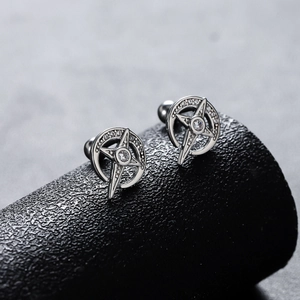 Elegant star and crescent moon stud earrings with sparkling cubic zirconia in silver