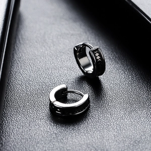 Vintage style distressed gunmetal hoop earrings with diamond pattern texture for men