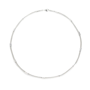 Polished titanium steel cylinder link necklace for men and women with lobster clasp closure