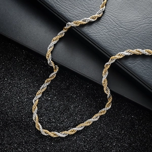 Collier chaîne torsadée bicolore or et argent en acier inoxydable de haute qualité