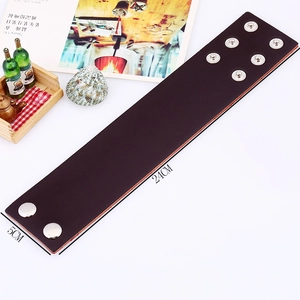 Vintage dark brown leather bracelet for men featuring adjustable silver metal snap buttons