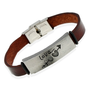 Retro Punk Rindsleder Armband Für Damen Herren Liebe Herz Pfeil Legierung Anhänger Edelstahlschnalle Verstellbarer Schmuck Geschenk