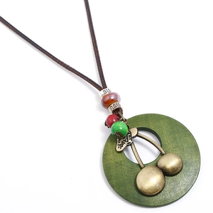 Collier Pendentif en Alliage Rétro Punk Femmes Chaîne de Pull Longue Ethnique Simple Bronze Vert Bijoux de Mode Cadeau