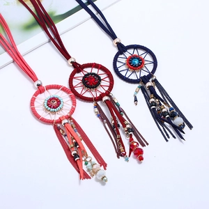 Bohemian dreamcatcher layered fringe necklaces with colorful beads and gemstones