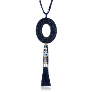 Collana Lunga per Maglione a Catena con Nappa in Lega e Strass in Stile Coreano per Donna Gioielli con Ciondolo Geometrico Vintage Bohemia
