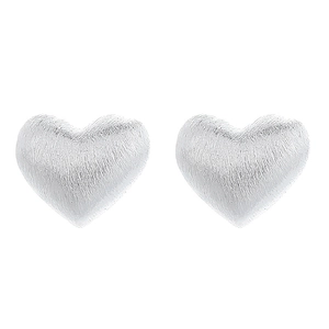 Minimalist S925 sterling silver heart stud earrings with a matte brushed finish