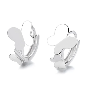 Polished S925 sterling silver butterfly hoop earrings with a minimalist sleek design