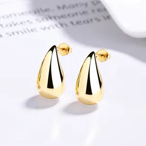 Boucles d'oreilles minimalistes goutte d'eau en argent S925 plaqué or 18 carats