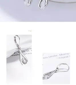 Macro shot of S925 sterling silver waterdrop earrings with marquise-cut zircons and ear hooks