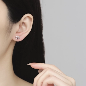 Boucles d'oreilles nuage en argent S925 avec pierre orange et pavé de diamants