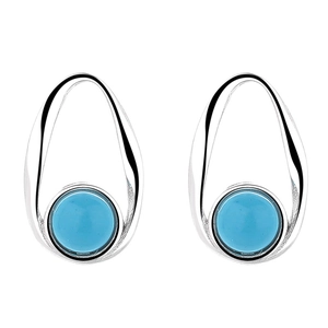 S925 sterling silver drop earrings with blue turquoise gemstones on white background