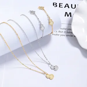 Parure collier et bracelet en argent S925 avec pendentif gourde à texture alvéolée