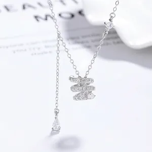 925 Sterling Zilver Spiraal Slang Hanger Halsketting Voor Vrouwen Elegant Strass Traan Charm Fashion Sieraden Cadeau