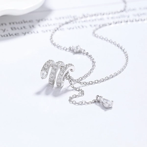 Elegante S925 sterling zilveren ketting met slangenhanger en zirkonia steentjes