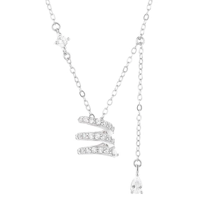S925 sterling zilveren slangenketting met drievoudige spiraal en zirkoonstenen