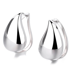Minimalist 925 sterling silver drop earrings with a polished mirror finish for women