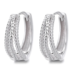 Boucles d'oreilles créoles à trois couches en argent sterling 925 poli pour femmes élégantes