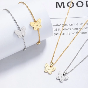 925 sterling silver butterfly jewelry set featuring gold and silver necklaces and bracelets