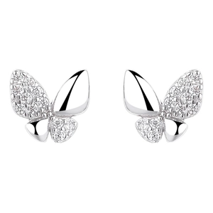 Boucles d'oreilles papillon en argent sterling 925 avec des pierres de zircone cubiques