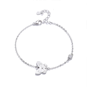 Elegant 925 sterling silver butterfly bracelet with a sparkling zircon stone charm